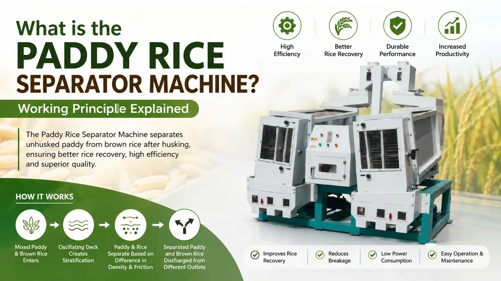 You are currently viewing What is the Paddy Rice Separator Machine? Working Principle Explained